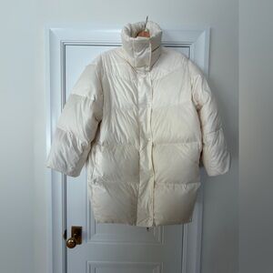H&M Premium oversized down and feather coat, Size S.